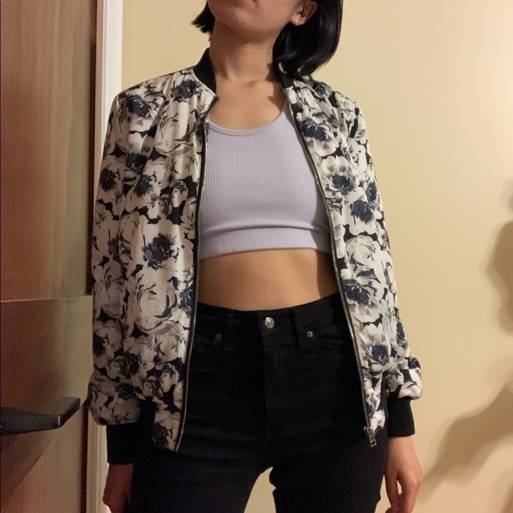 Forever 21 floral bomber jacket